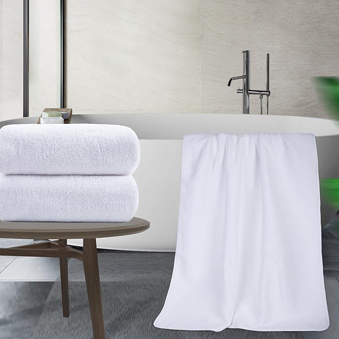 POLYTE Quick Dry Lint Free Microfiber Bath Sheet, 35 x 70 in, Pack of 2 (White)