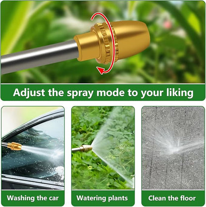 Hose Sprayer Nozzle Heavy Duty, High Pressure Hose Nozzle Water Adjustable Spray Gun Metal Brass Hose Attachment for Washing car, Cleaning, Watering Plants, lawn, Outdoor Gardening.