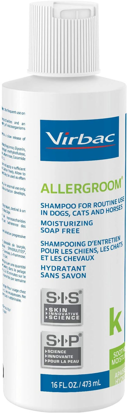 Virbac Allergroom Pet Shampoo For Dogs, Cats & Horses (16 oz) - For Normal or Dry Skin