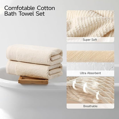 REDKISS Luxury Bath Towel Set of 8, 100% Cotton Bathroom Towels Set with 2 Bath Towels, 2 Hand Towels, 4 Washcloths, Ultra Soft Highly Absorbent Towels for Bathroom, Gym, Hotel, Spa, Brown