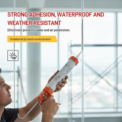 VGS998 Sausage Pack Silicone Sealant for Stone Curtain Wall 6 Pack –19.95 Fl Oz – White Concrete Crack Repair, Non-Sag Silicone Caulk for Foundation, Walls
