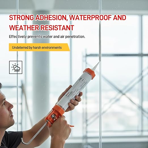 VGS998 Sausage Pack Silicone Sealant for Stone Curtain Wall 1 Pack –19.95 Fl Oz – White Concrete Crack Repair, Non-Sag Silicone Caulk for Foundation, Walls