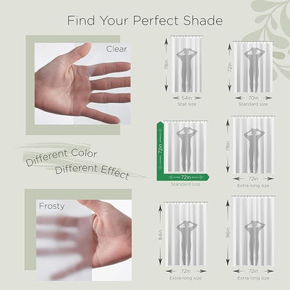 Stitch & Stone Shower Curtain Liner, Premium Heavyweight Durable Waterproof 8g PEVA for Bathroom with Weighted Magnets, Standard Size 72" x 72", Clear 1 Pack