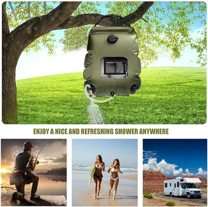 Solar Shower Bag, 5Gal(20L) Portable Solar Heating Camping Shower Bag,with Removable Hose and On-Off Switchable Shower Head,for Outdoor Traveling/Climbing/Hiking/Beach/Swimming