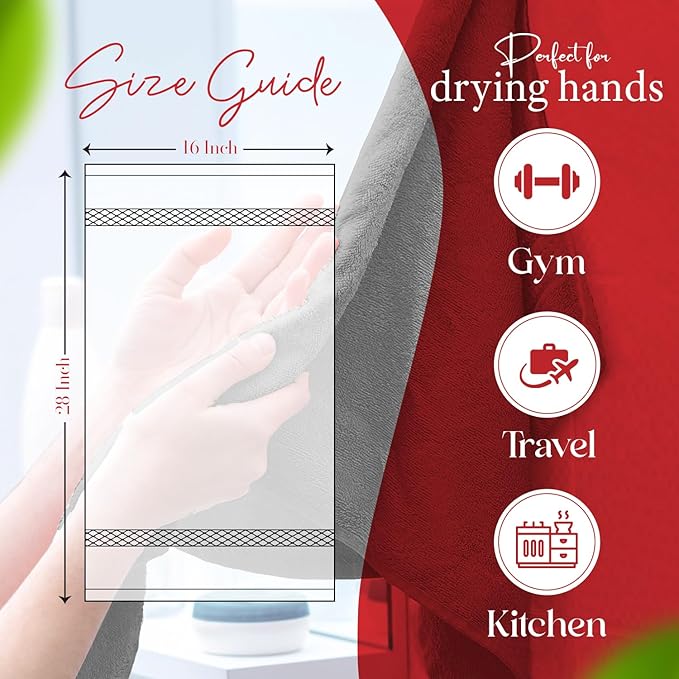 RIVERSIDE 6 Pack Premium Hand Towels Set, 16x28 inches, 100% Ring Spun Cotton, 600 GSM, Soft, Quick Dry and Highly Absorbent, Towels for Bathroom, Kitchen, Gym, Spa - Grey