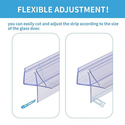 ShowerDoor Bottom Seal 2-Pack 3/8" x 36" Frameless Glass Shower Door Seal Strip Stop Leaks and Create a Water Barrier Replacement Shower Cubicle Shower Screen Seal Strip