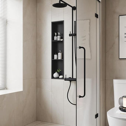 Neodrain 8X36 Inch Matte Black Three Layers Shower Niche, Stainless Steel NO Tile Needed Recessed Shelf for Bathroom Storage, 3-Tier Recessed Built-in Wall Niche