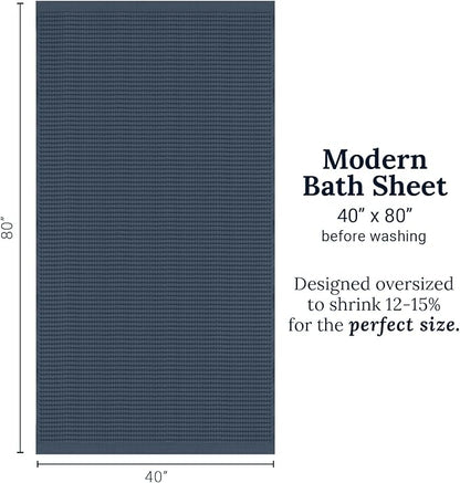 GILDEN TREE Waffle Bath Sheet Quick Dry Towel, Thin Luxury Bath Towels, Bath Sheets 40x80 Large Bath Towels, Modern Style (Midnight Blue)