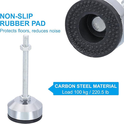 PATIKIL Furniture Leveling Feet 2" Dia Base M8 Thread, 4 Pcs Carbon Steel Adjustable Threaded Furniture Leveler Screw on Leg Leveler with Pads for Desk Chair Cabinet, Black