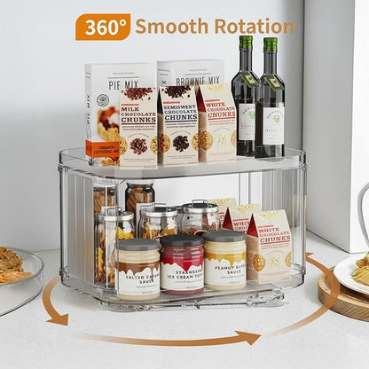 2-Tier Lazy Susan Turntable Organizer for Cabinet/Countertop/Pantry/Bathroom/Coffee Bar, 12.8''Lazy Susan 360°Rotating Storage, Max Weight The Top Holds Up to 26lb (1Pack)
