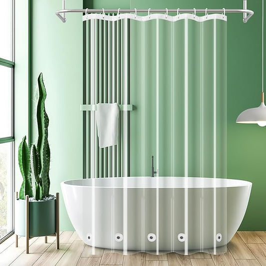 UFRIDAY Clear Stall Long Shower Curtain Liner 60 x 84 inch, EVA Waterproof Weighted Clear Shower Liner with Magnets,Narrow Shower Curtain Liner 60 inch Wide for Bathroom or Window