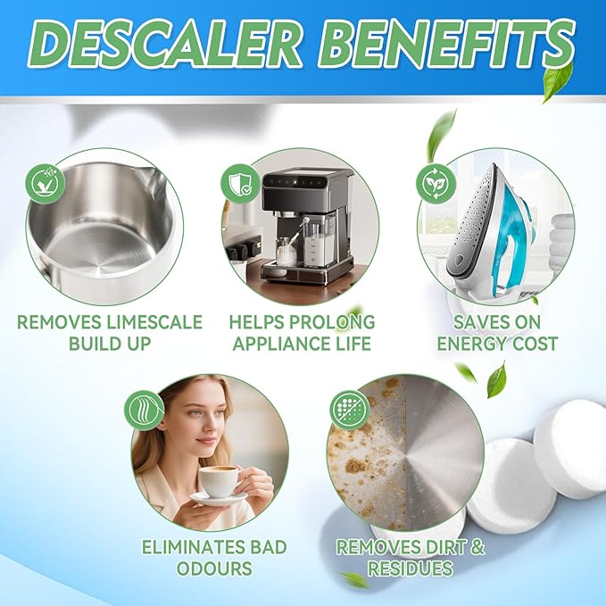 Kettle Descaler Tablet, 36 Pack Kettle Cleaner Removes Hard Water Buildup, Efficient Water Bottle Cleaning Tablets, Limescale Remover Tablet For Kettles, Coffee Machines, Shower Heads