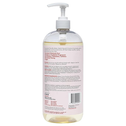 Dr. Natural Invigorating Rosewater Body Wash - Dry Skin Moisturizing Natural Body Wash with Shea Butter and Coconut Oil - For Family and Pets - 32 oz