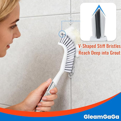 3 Pack Scrub Brush Set – Heavy-Duty Scrub Brushes for Cleaning with Handle, Cleaning Brush with Stiff Bristles, Shower Scrubber for Bathroom, Bathtub, Kitchen, Tile, Floor, Grout, Sink & Carpet