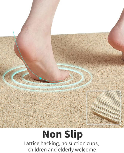 Non Slip Shower Mat, Comfortable Bath mat for Textured Surface,Quick Drying Easy Cleaning Shower Floor Mat for Wet Area,Without Suction Cups Beige 24 x 24