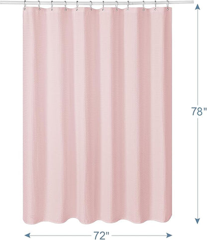 AmazerBath Waffle Shower Curtain, Blush Pink Shower Curtain Fabric 78 Inches Long with Waffle Weave, Heavy Duty 240GSM Hotel Quality, Bathroom Shower Curtains, 72 x 78 Inches