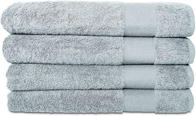 Hencely Premium Bath Towel Set of 4-28x58 Inches - High Absorbency, Quick Drying - 100% Soft Turkish Cotton Towels - Ideal for Home, Bathroom, Hotel, Spa, and Gym - Water Green