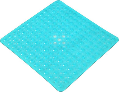 Anti-Slip Bathtub Shower mat, 20.8×20.8（Approximately 53×53cm） inch Soft Oversized Machine Washable Non-Slip Bathtub mat with Drainage Holes, Bathroom Floor Suction Cup.（1-Clear Green）