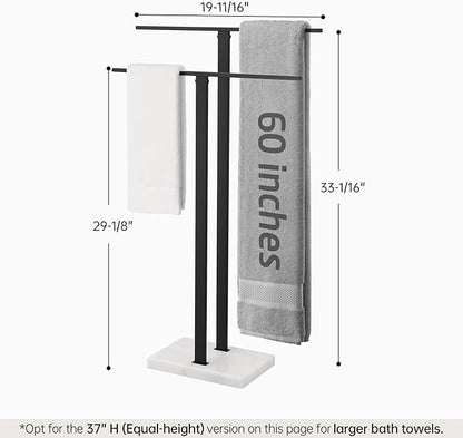 KES Standing Towel Rack, 2-Tier Towel Racks for Bathroom Freestanding with Marble Base, Upgrade Steady Design, SUS304 Stainless Steel Matte Black, BTH217-BK