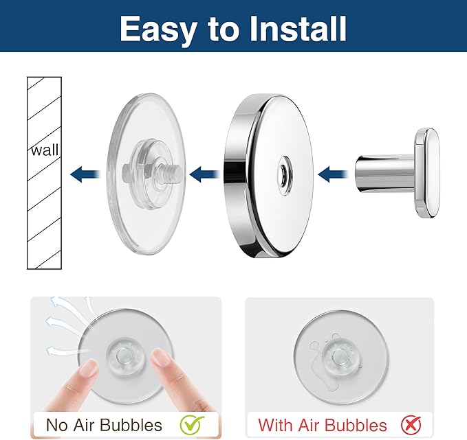 pickpiff Suction Cup Hooks for Shower: 15 LB Strong Wall Hanger for Bathroom, Front Door, Glass, Window, RV, Holder for Towel, Christmas Wreath, Coat, Loofah, Waterproof & Reusable, Silver 10-Pack
