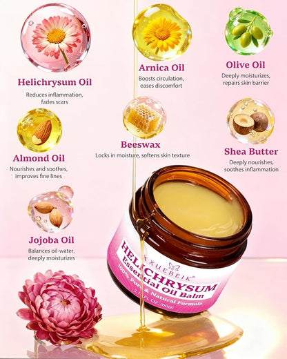 Helichrysum Multipurpose Balm - Natural Soothing Hydrating Salve with Helichrysum Oil for Thin, Fragile, B-ruised & Aging Skin | Moisturizes & Revitalizes Body & Face - 60G/2OZ
