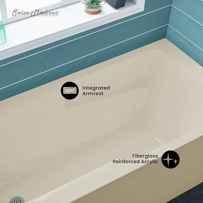 Voltaire 60" X 32" Left-Hand Drain Alcove Bathtub with Apron in Bisque