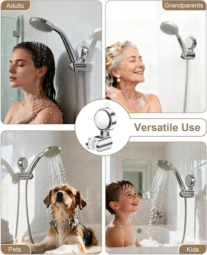 JOTPE Shower Head Holder Suction, Rotatable and Adjustable Shower Head Holder, Bathroom Suction Cup Shower Head Holder, No Drilling Shower Head Bracket, Removable Wall Mounted Suction Bracket