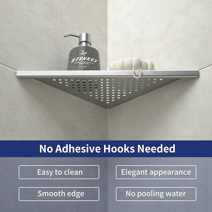 Corner Shower Shelf 2 Pack, 304 Stainless Steel Grout in Shelves for Bathroom, 10'' Recessed Shelf Rack for Tiled Wall, No Drilling Needed (10'', Silver)