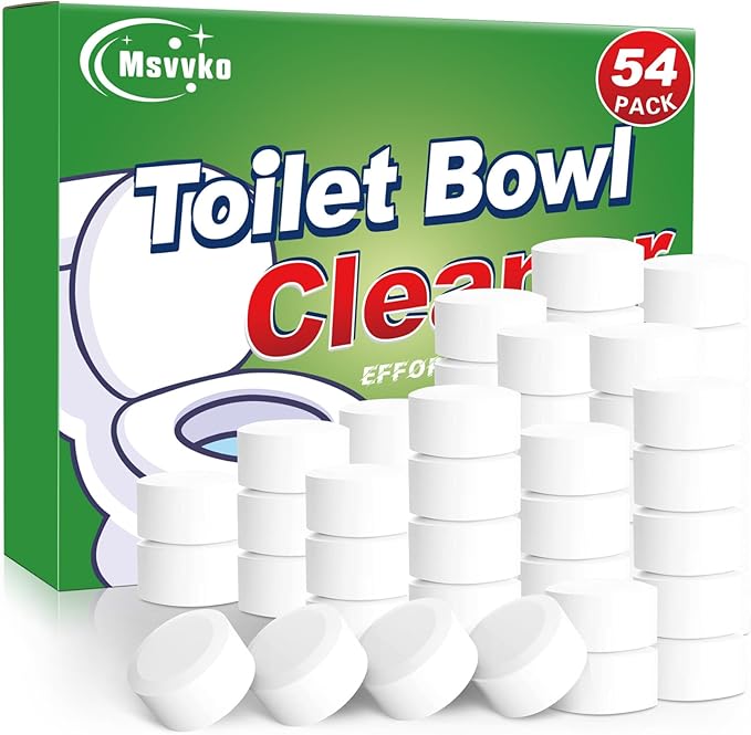 Toilet Bowl Cleaners Bleach Tablets 54 PACK, Automatic Toilet Tank Cleaner, Bathroom Cleaner Against Tough Stains, No Scrubbing, Continuous Clean, Sparkling Fresh