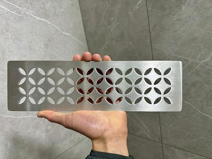Shower Niche Shelf for Prefabricated Kerdi Board SN/-SNLT, Floral Design, Brushed 304 Stainless Steel