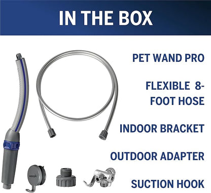 Waterpik Pet Wand Pro Dog Shower Attachment for Fast and Easy Dog Bathing and Cleaning, Indoor and Outdoor Sprayer Includes 8-Foot Flex Hose, Blue/Grey, PPR-252E