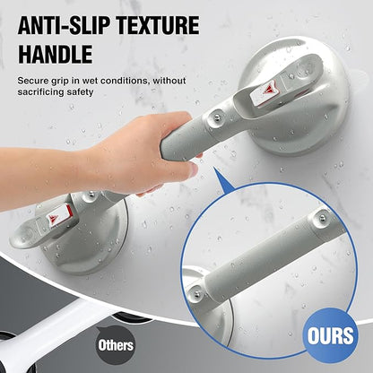 DAILYLIFE Grab Bars for Bathtubs and Showers, 15 inch Shower Handles for Elderly Suction, 300lbs Safety Shower Grab bar for Seniors and Elderly, Gray(1 Pack)