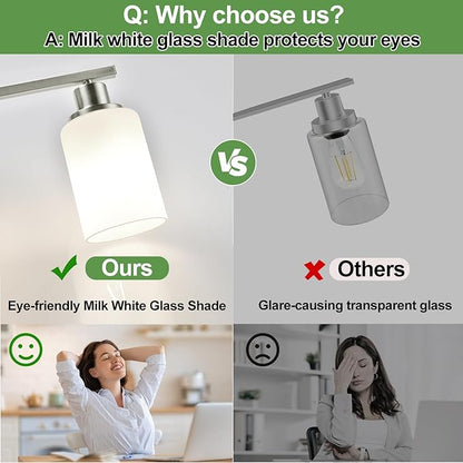 5-Light Vanity Light with Milky White Shades, Brushed Nickle Bathroom Lighting Fixtures Over Mirror, Modern Bathroom Wall Lamp for Mirror Living Room Cabinet Bedroom