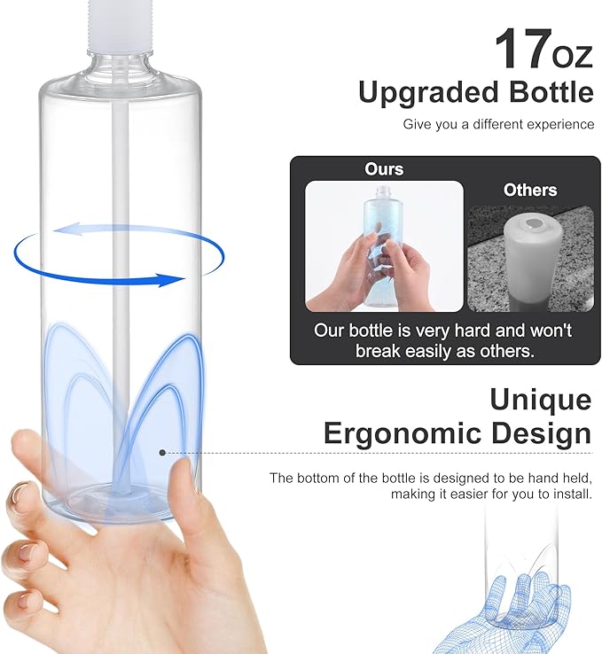 GAGALIFE Sink Soap Dispenser Matte Black, Built in Soap Dispenser with 17 OZ Bottle, Lotion Dispenser for Kitchen Sink, Refill from The Top