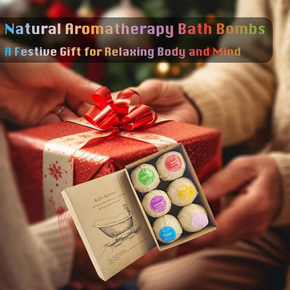 Bath Bombs Gift Set 6 Pack with Essential Oils & Plant Extracts, Luxury Fizzy Bath Bombs for Moisturizing Relaxation Aromatherapy, Christmas Valentine Mothers Day Spa Gifts for Women Men Her Him