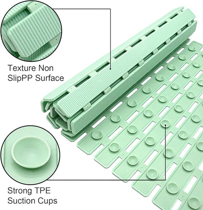 MBOSS Bath Tub Shower Mat Non Slip Bathtub Mats for Bathroom Shower Floor Mat Bath Mats for Shower Tub Anti Slip Shower Mat with Drain Hole and Large Suction Cups (Mint Green, 27.5 X 15.7 Inch)