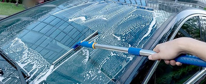 ITTAHO Shower Squeegee for Glass Doors, All-Purpose Extendable Window Squeegee with 2 Blades and Stainless Steel Pole, Window Cleaner Tool for Shower Doors, Windows, Bathroom and Car Windshields