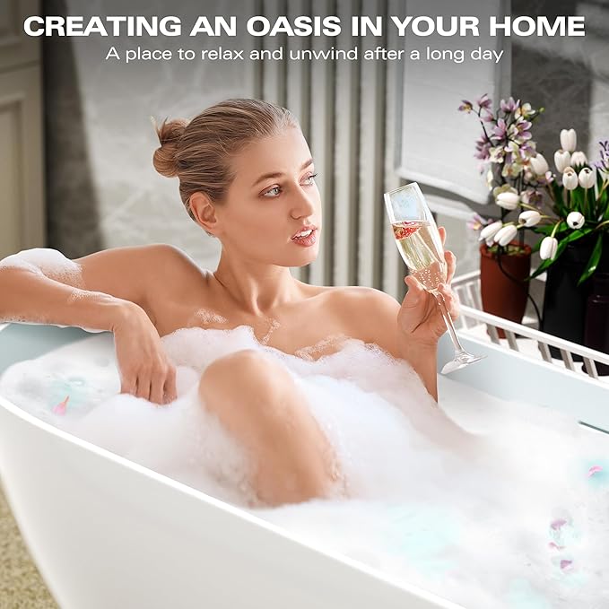 Abruzzo 69" Free Standing Solid Surface Resin Stone Bathtub, Contemporary Oval Soaking Tub with Overflow and Pop-up Drain, cUPC Certified，Matte White