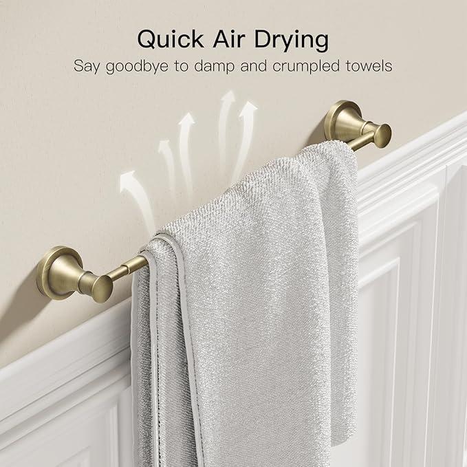 BESy Adjustable Antique Brass 16.5 to 28.7 Inch Bath Towel Bar Rack for Bathroom Towel Holder Wall Mounted Towel Bar Rod Hanger Bathroom Hardware Accessories Hotel Style Stainless Steel Antique Brass