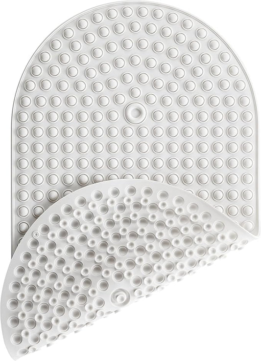 Silicone Bath Mat for Tub Non Slip, Bubble Massage Anti Slip Shower Mat with 27 x 15 Inches for Easy Storage, Washable Bathtub Floor Mats for All Ages, White, Oval