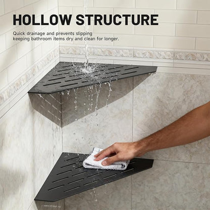 Corner Shower Shelves 10" 2 Pcs, 304 Stainless Steel Shower Corner Shelf Wall Mount Triangle Shower Caddy for Bathroom, Kitchen Organization, Matte Black