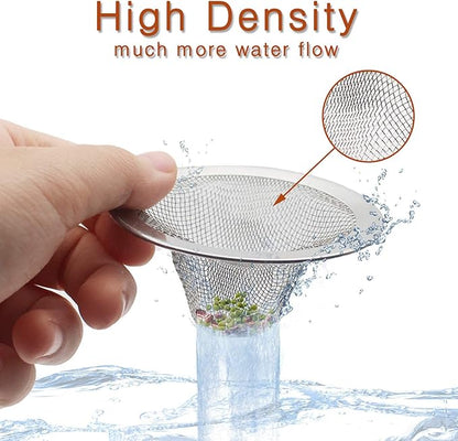2pcs Heavy Duty Stainless Steel Slop Basket Filter Trap, 2.75" Top / 1" Mesh Metal Sink Strainer, Perfect for Kitchen Sink/Bathroom Bathtub Wash Basin Floor Shower Drain Balcony Drain Hole, Utility
