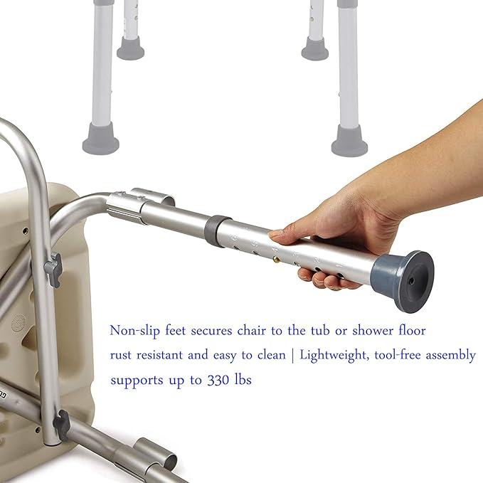 Replacement Feet for Shower Chair Bath Seat, shower stools and transfer bench, non-skid Shower Bench and Tub Transfer Benches Rubber Suction Cup Feet, Metal Insert Reinforced(Pack of 4) (1" I.D, Grey)
