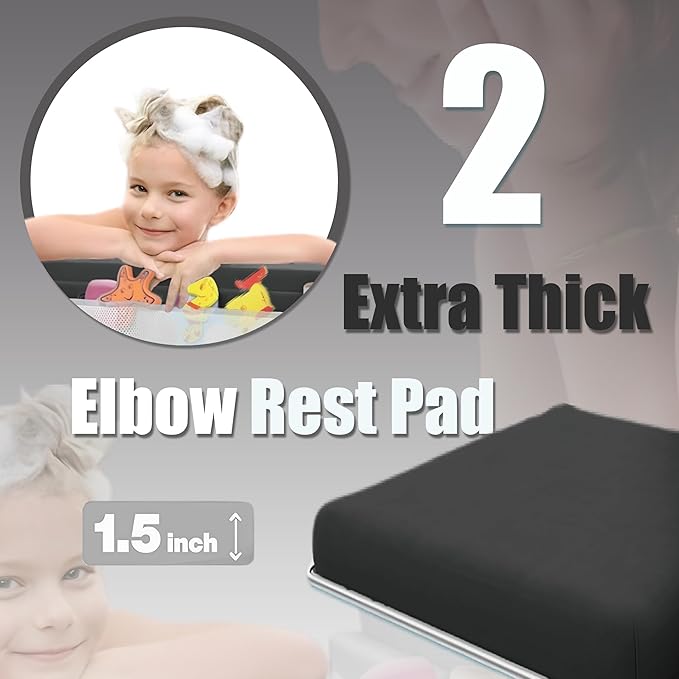 Supa Ant Baby Bath Kneeler and Elbow Rest Pad –Mom’s Choice Award Winner –US-Designed Extra Thick Bathtub Kneeling Pad with 8 Suction Cups, 5-Pocket Organizer, Non-Slip, Cushioned, Durable (Charcoal)