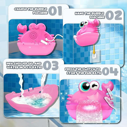 Bath Toys for Kids Ages 1-3,Light Up Baby Bath Toys Crab Bubble Maker with Colourful Light Toddler Bathtub Birthday Gifts Christmas Stocking Stuffers for Boys Girls Aged 1-3 2-4 3-5
