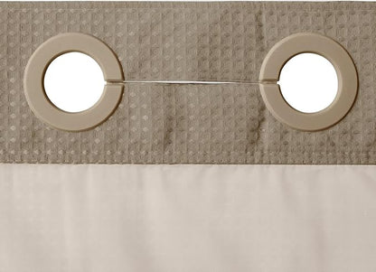 River Dream Heavyweight No Hooks Required Dotted Waffle Weave Shower Curtain with Snap in Liner - 71W x 74H,Hotel Grade,Spa Like Bath Curtain,Linen