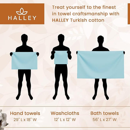 HALLEY Turkish Cotton Towels (Set of 8) 2 Bath Towels 2 Hand Towels 4 Washcloths, Super Soft Highly Absorbent 100% Cotton Towels for Bathroom and Kitchen for Mother’s Day (Ivory White)
