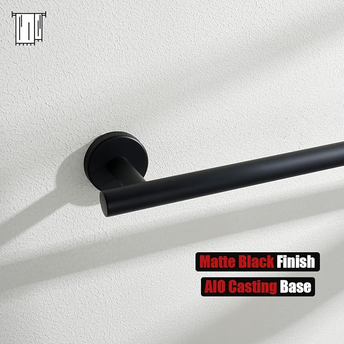 JQK Black Towel Bar, 20.5 Inch 304 Stainless Steel Thicken 0.8mm Towel Rack Bathroom, Towel Holder Matte Black Wall Mount, Useable Length 18 Inch, TB110L18-PB