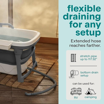 Serenelife 59" Portable Bathtub for Adults – Large Foldable Ice Bath Tub for Cold Plunge & Hot Spa, Freestanding Soaking Tub for Indoor/Outdoor, Athlete Recovery & Family Use, 440lbs Capacity