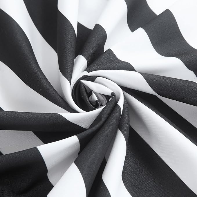 Extra Long Black Shower Curtain, Modern Black and White Stripe Waterproof Polyester Shower Curtains for Bathroom, 72x84 Inches